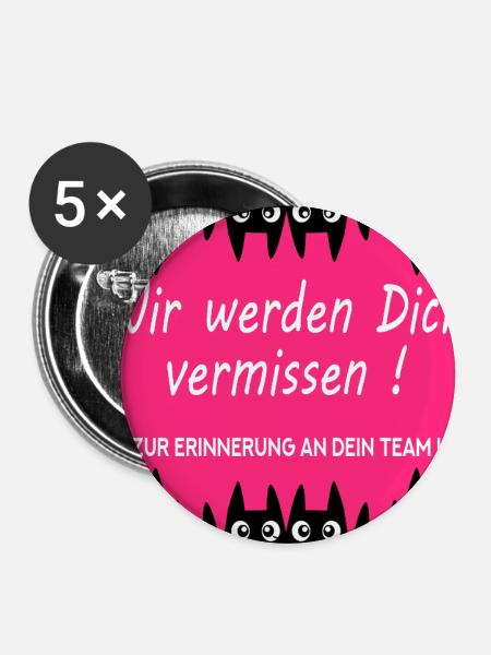 Abschied Kollegin Katzen - Buttons groß 56 mm (5er Pack) - Weiß