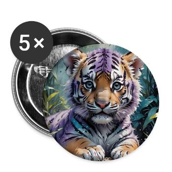 Colorful tiger cub in the jungle - Buttons large 2.2''/56 mm (5-pack) - white - Front