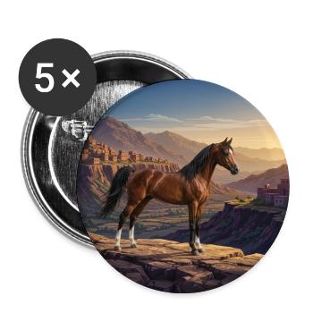 An Arabian Al Jawf horse and a landscape - Buttons large 2.2''/56 mm (5-pack) - white - Front