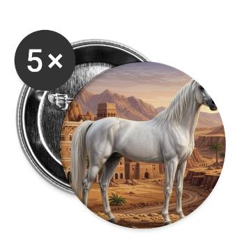 Ein Abbayan-Pferd und eine Landschaft des Jemen - Buttons groß 56 mm (5er Pack) - Weiß - Vorne