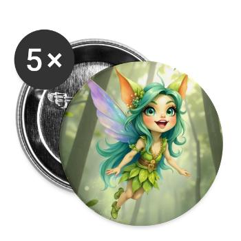 Fée de la Forêt d’Émeraude - Lot de 5 grands badges (56 mm) - blanc - Devant