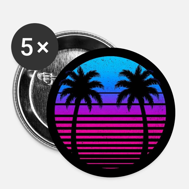 Neon Palm Sunset Circle - Buttons large 2.2''/56 mm (5-pack) - white