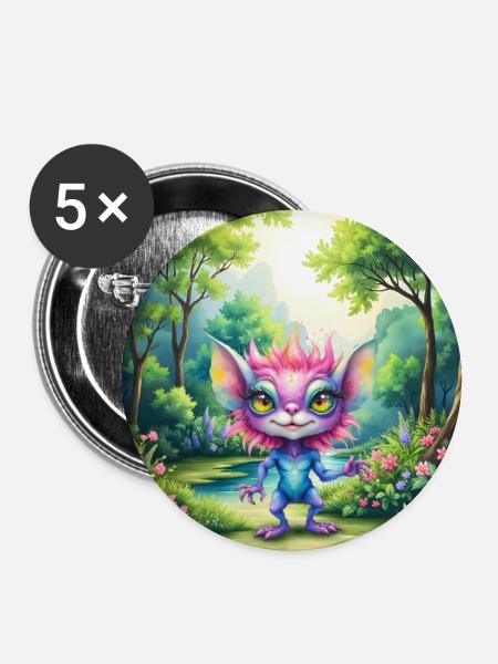 Leuchtendes Wesen des Waldes - Buttons groß 56 mm (5er Pack) - Weiß