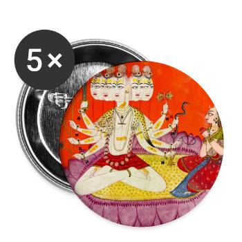Durga auf der Lotusblume - Buttons groß 56 mm (5er Pack) - Weiß - Vorne