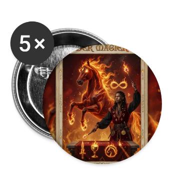 Feuriges Pferd, der Magier - Buttons groß 56 mm (5er Pack) - Weiß - Vorne