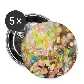 Richesse florale aquarelle - Lot de 5 grands badges (56 mm) - blanc - Devant