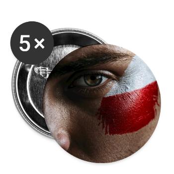 Polnische Blutkriegsfahnen – Patriotisch - Buttons groß 56 mm (5er Pack) - Weiß - Vorne