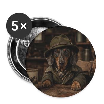 Le teckel sur le terrain de chasse – chasse dans le style - Lot de 5 grands badges (56 mm) - blanc - Devant