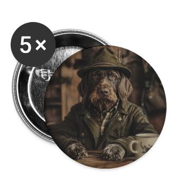 Herr Oberförster - Drahthaar allemand - Lot de 5 grands badges (56 mm) - blanc - Devant