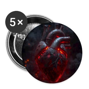 Cyberpunk-Herz – Mechanische Biomechanik - Buttons groß 56 mm (5er Pack) - Weiß - Vorne