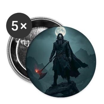 Krieger der Berge – Heidnische Axt und Mond - Buttons groß 56 mm (5er Pack) - Weiß - Vorne
