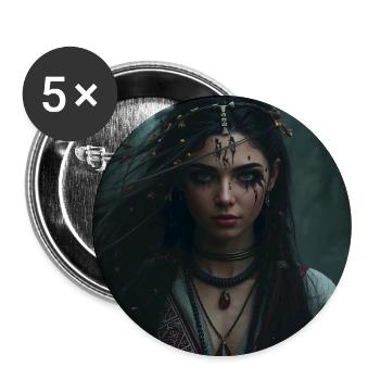 Schamanin aus den Tiefen des Waldes – Slawische Hexe - Buttons groß 56 mm (5er Pack) - Weiß - Vorne