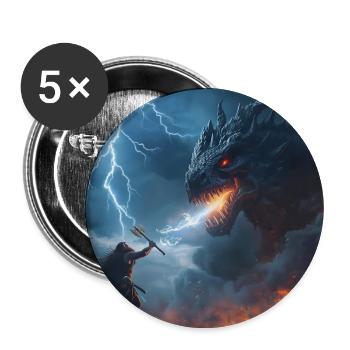 Clash with the Beast – Epischer Drachenkampf - Buttons groß 56 mm (5er Pack) - Weiß - Vorne