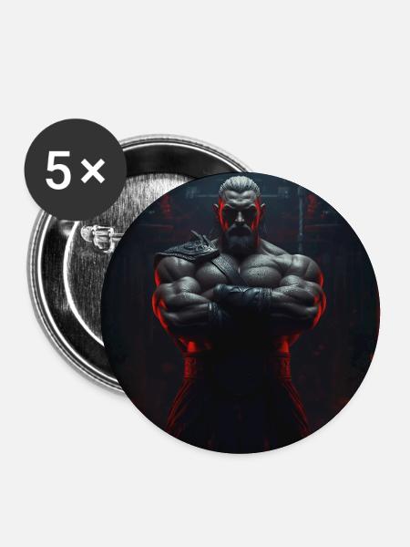 Standhafter Krieger – Stärke und Ruhm - Buttons groß 56 mm (5er Pack) - Weiß