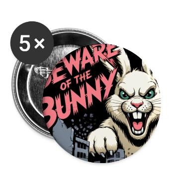 Beware of the Bunny - Buttons groß 56 mm (5er Pack) - Weiß - Vorne