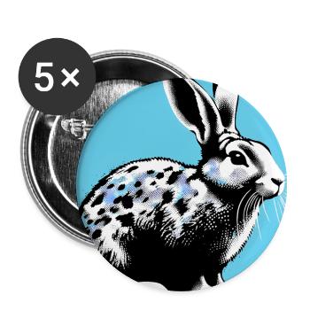 lapin - Lot de 5 grands badges (56 mm) - blanc - Devant