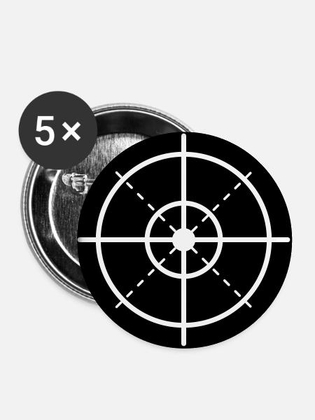 Zielscheibe Retikel Minimal - Buttons groß 56 mm (5er Pack) - Weiß