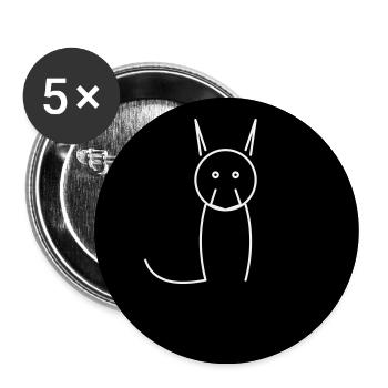 Minimalistische Katze auf Schwarz - Buttons groß 56 mm (5er Pack) - Weiß - Vorne