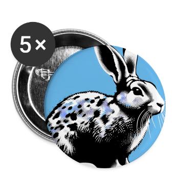 lapin - Lot de 5 grands badges (56 mm) - blanc - Devant