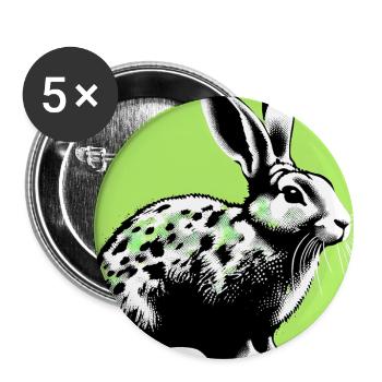 Kaninchen - Buttons groß 56 mm (5er Pack) - Weiß - Vorne