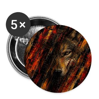 Abstrakter Wolf in Flammen - Buttons groß 56 mm (5er Pack) - Weiß - Vorne