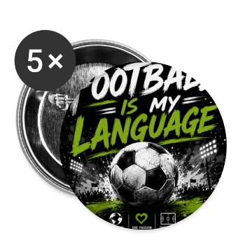 Le football est mon langage - Lot de 5 grands badges (56 mm) - blanc - Devant