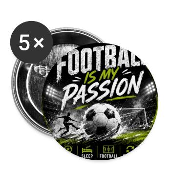 Football My passion - Buttons large 2.2''/56 mm (5-pack) - white - Front