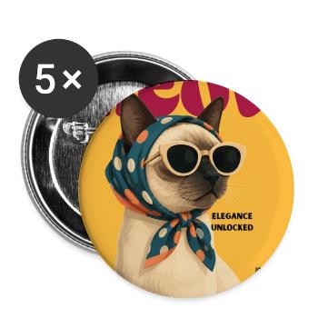 Meow Elegance Sunglass Cat - Buttons large 2.2''/56 mm (5-pack) - white - Front
