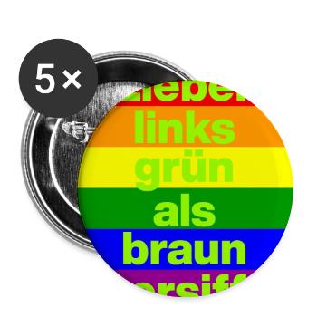 ICH BIN GERNE LINKS GRÜN VERSIFFT, NO NZS, FRIEDEN - Buttons groß 56 mm (5er Pack) - Weiß - Vorne