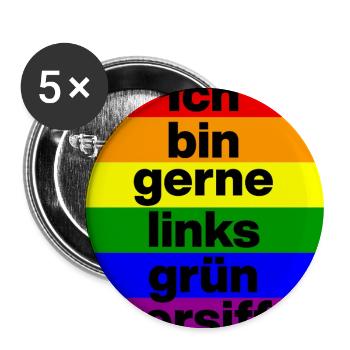 ICH BIN GERNE LINKS GRÜN VERSIFFT, NO NZS, FRIEDEN - Buttons groß 56 mm (5er Pack) - Weiß - Vorne