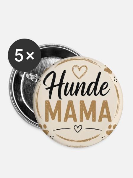 Hunde Mama Herzkreis Design - Buttons groß 56 mm (5er Pack) - Weiß