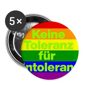 KEINE TOLERANZ FÜR INTOLERANZ, NIE WIEDER, NO NZS - Buttons groß 56 mm (5er Pack) - Weiß - Vorne