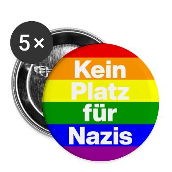 KEIN PLATZ FÜR NAZIS, NIE WIEDER, NO NZS,  - Buttons groß 56 mm (5er Pack) - Weiß - Vorne
