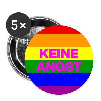 KEINE ANGST VOR FASCHISTEN, NO NZS, NIE WIEDER - Buttons groß 56 mm (5er Pack) - Weiß - Vorne