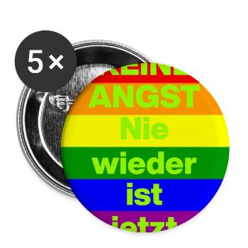 KEINE ANGST NIE WIEDER IST JETZT,  NO NZS, NO AFD - Buttons groß 56 mm (5er Pack) - Weiß - Vorne