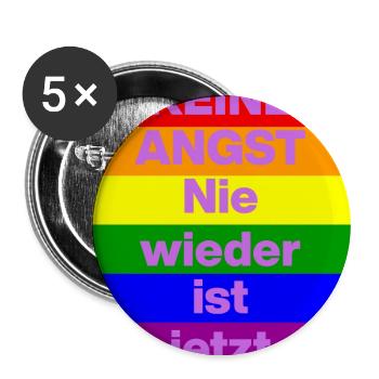 KEINE ANGST NIE WIEDER IST JETZT,  NO NZS, NO AFD - Buttons groß 56 mm (5er Pack) - Weiß - Vorne
