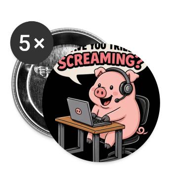 Pig at the headset desk - Buttons large 2.2''/56 mm (5-pack) - white - Front