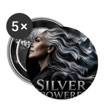 Pouvoir de la Sœur Argentée Fière des Cheveux Gris - Lot de 5 grands badges (56 mm) - blanc - Devant