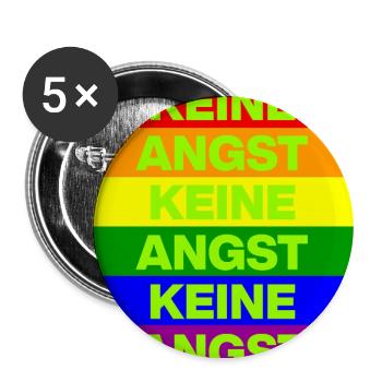 KEINE ANGST, NO NZS, NIE WIEDER, ANTIFASCHISMUS - Buttons groß 56 mm (5er Pack) - Weiß - Vorne