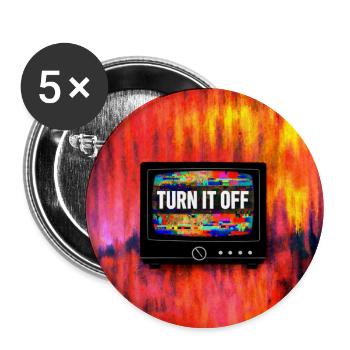Turn It Off  typograpghy - Lot de 5 grands badges (56 mm) - blanc - Devant