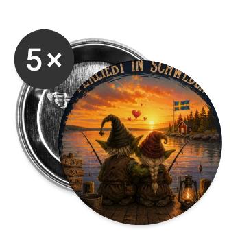 Verliebt in Schweden - Buttons groß 56 mm (5er Pack) - Weiß - Vorne