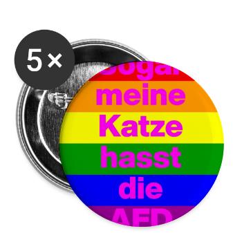 SOGAR MEINE KATZE HASST DIE AFD, NO AFD NO NZS  - Buttons groß 56 mm (5er Pack) - Weiß - Vorne
