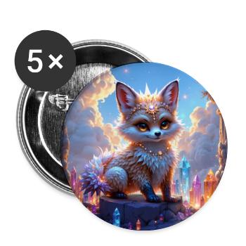 Fantastischer Fuchs unter Edelsteinen - Buttons groß 56 mm (5er Pack) - Weiß - Vorne