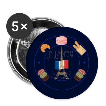 Pariser Gebäck- und Eiffelflaggenabzeichen - Buttons groß 56 mm (5er Pack) - Weiß - Vorne