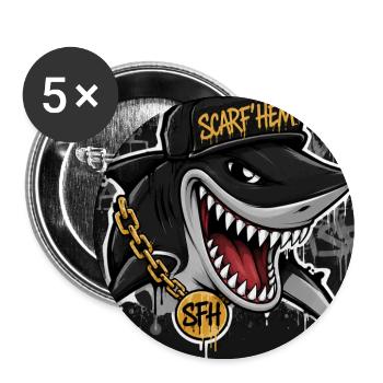 Shark SCARF'HEM Graffiti Streetwear - Buttons groß 56 mm (5er Pack) - Weiß - Vorne