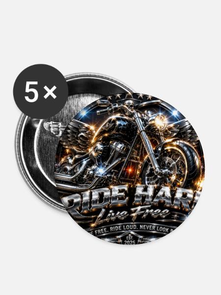 Ride Hard MB - Buttons groß 56 mm (5er Pack) - Weiß