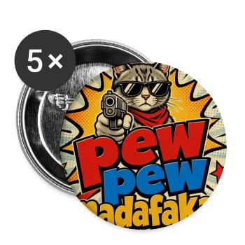 Pew Pew Madafakas Katze - Buttons groß 56 mm (5er Pack) - Weiß - Vorne