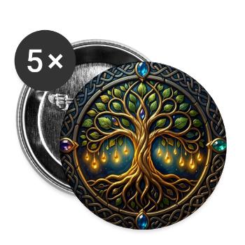 Mystic Tree mit Juwelen und Knoten - Buttons groß 56 mm (5er Pack) - Weiß - Vorne
