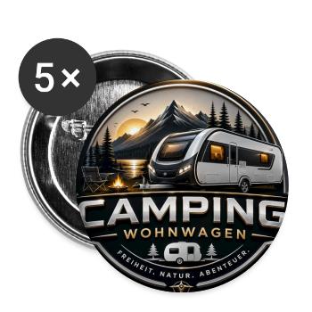 New camper“s - Buttons groß 56 mm (5er Pack) - Weiß - Vorne
