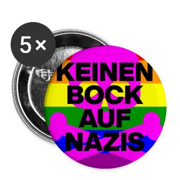 KEINEN BOCK AUF NAZIS, NO NZS, NO AFD, SKULL PINK - Buttons groß 56 mm (5er Pack) - Weiß - Vorne